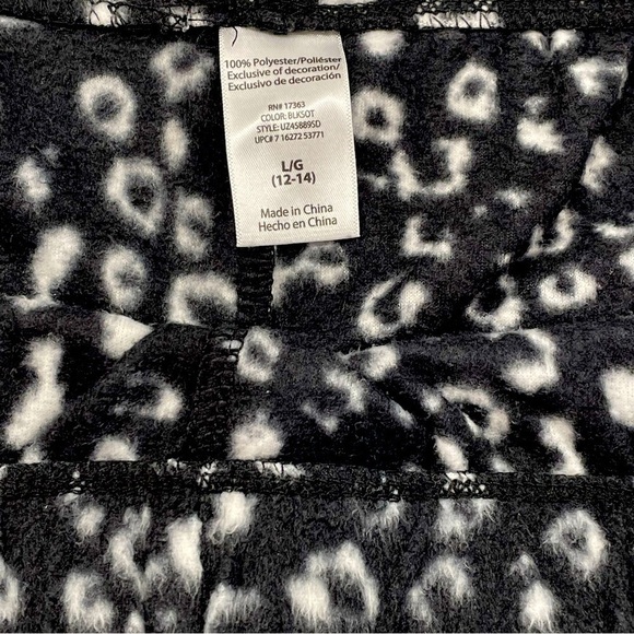 BLACK Fleece Leopard Joggers Size L (12-14) - Picture 3 of 3